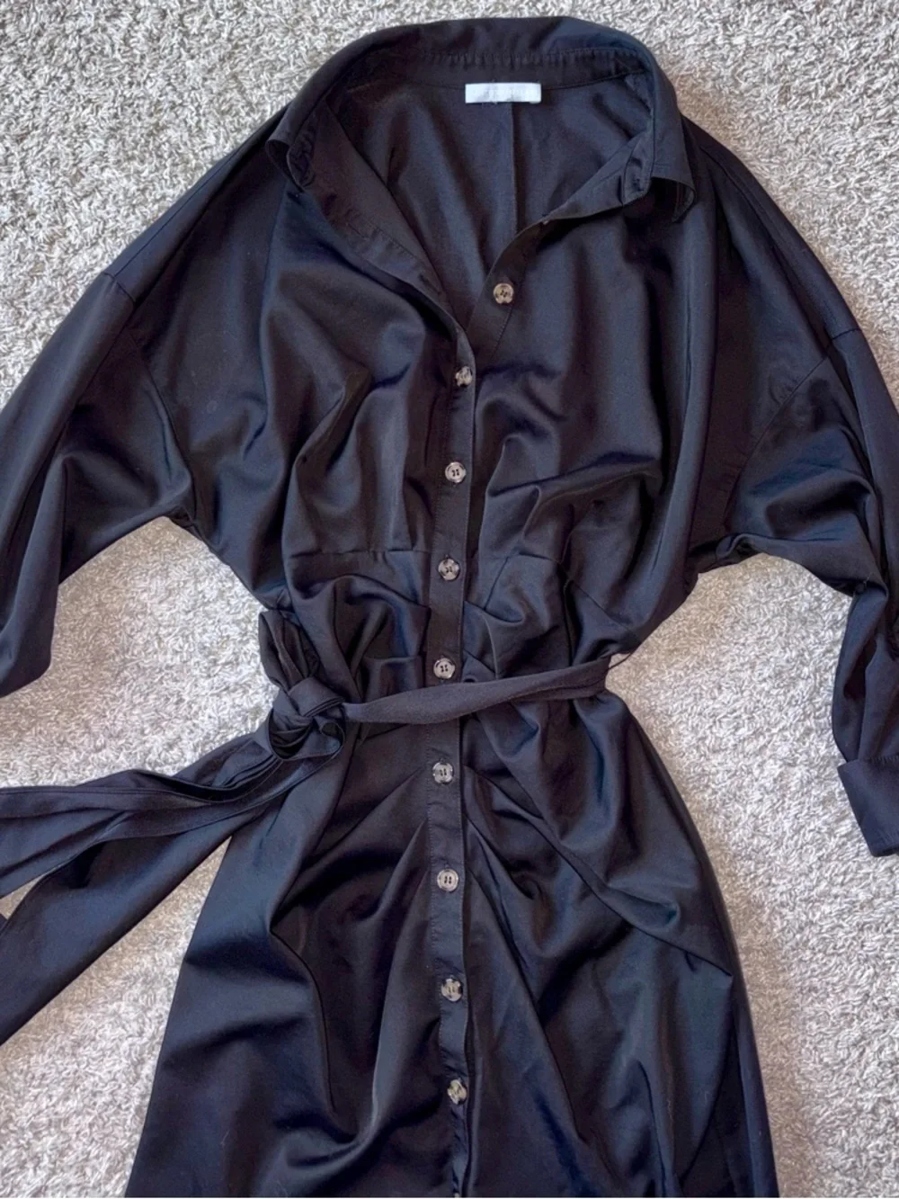 Antonio Melani Black Button-Front Shirt Dress with Waist Tie - Picture 6 of 6